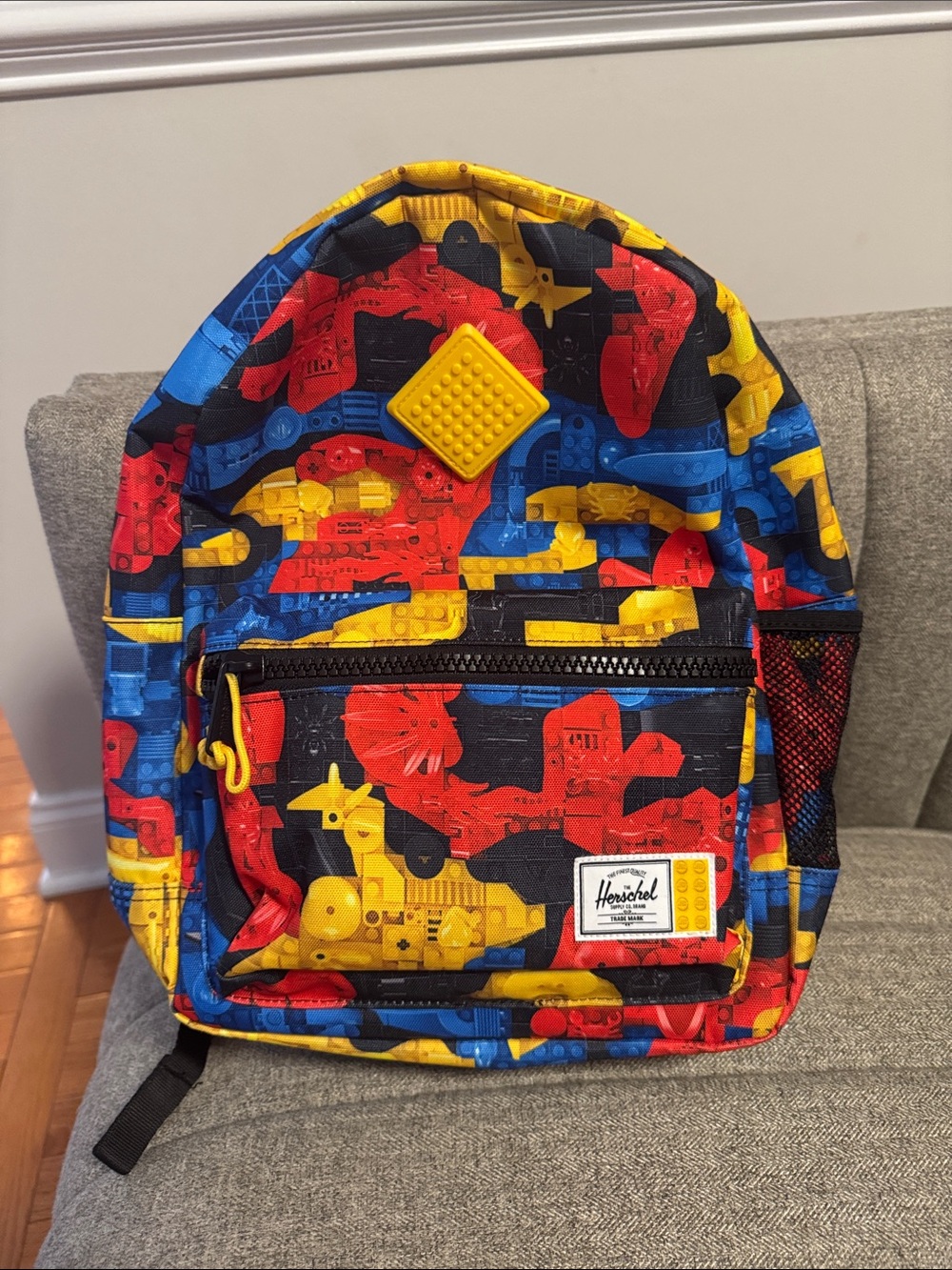 NEW Herschel Supply Company Kids Mini Backpack in Red, Blue & Yellow Brick Print